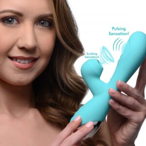 10X Silicone Suction Rabbit Vibrator – Teal